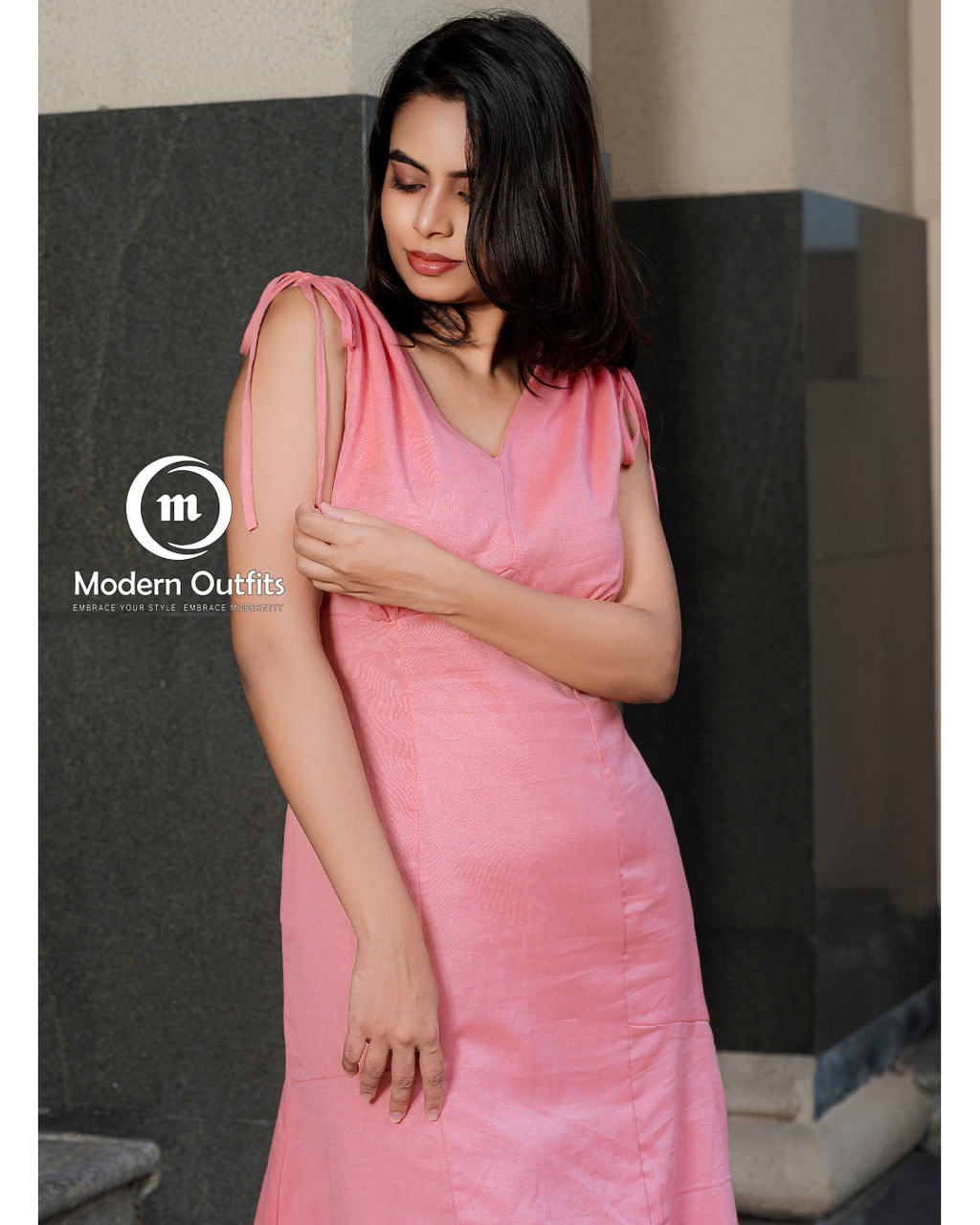 Taali Shoulder Ruched Midi Dress