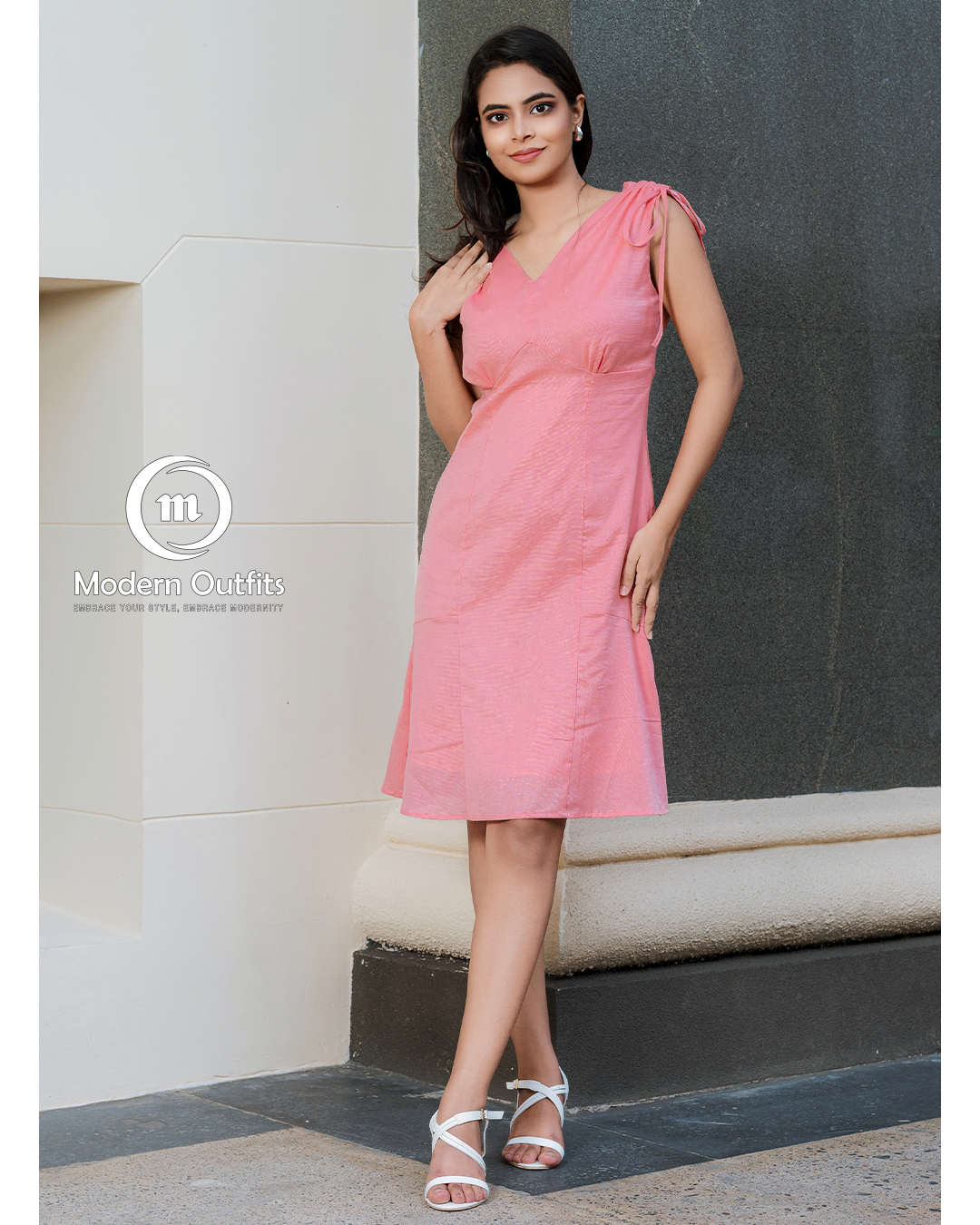 Taali Shoulder Ruched Midi Dress