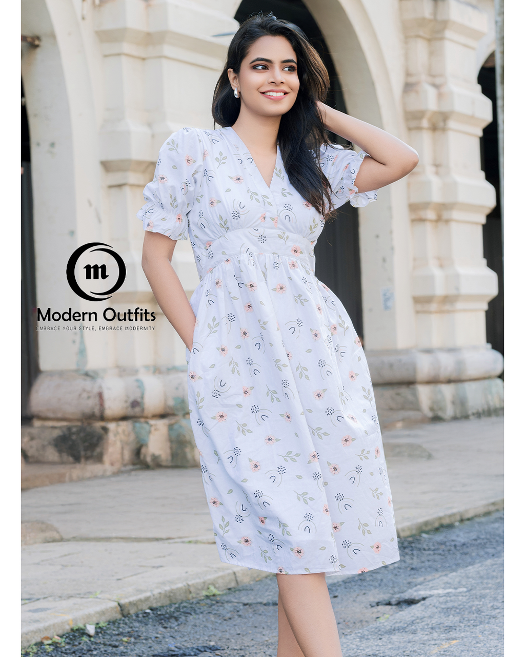 Taliya Puff Sleeve Midi Dress