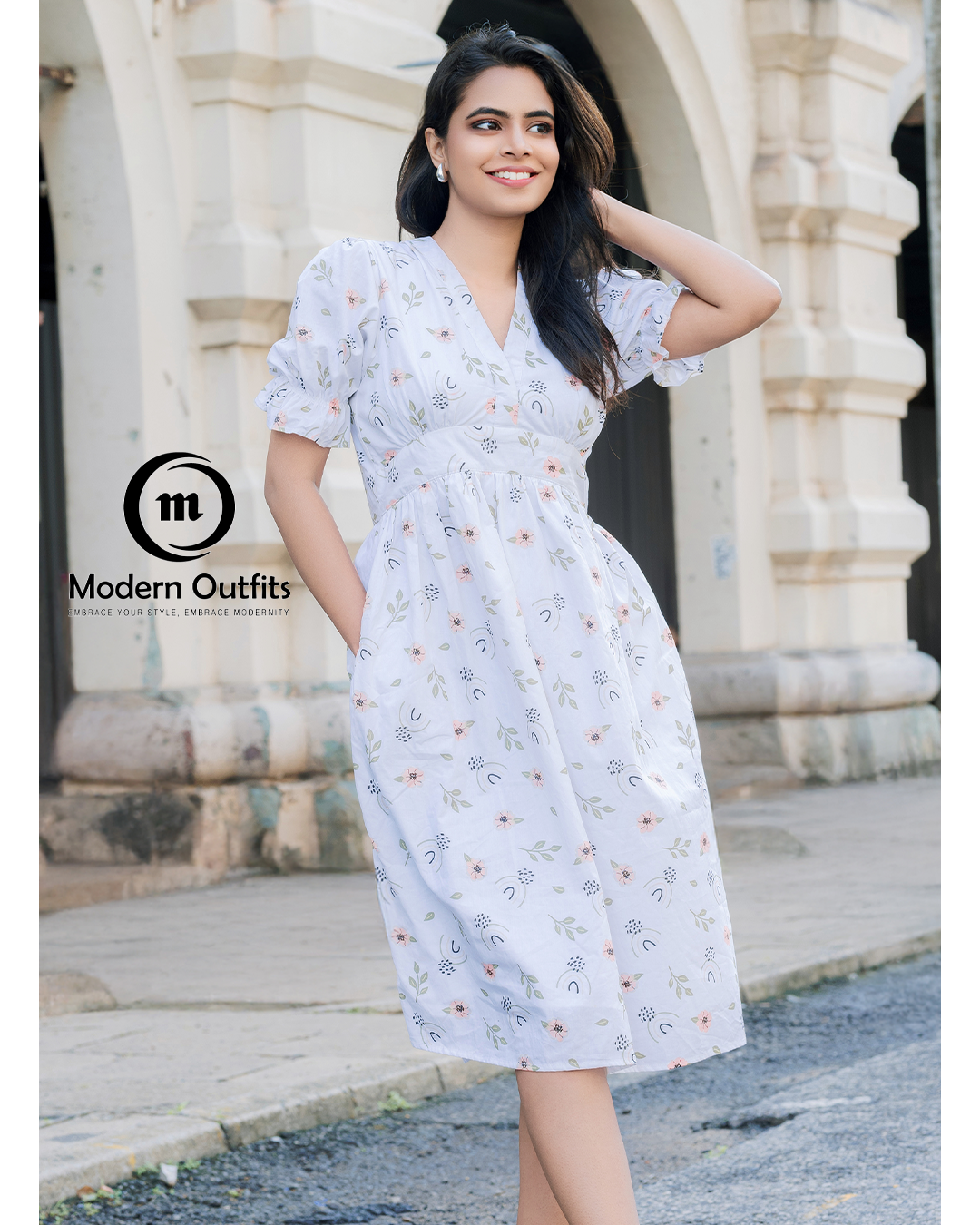 Taliya Puff Sleeve Midi Dress