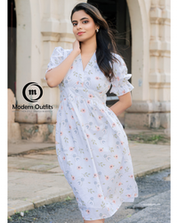 Taliya Puff Sleeve Midi Dress