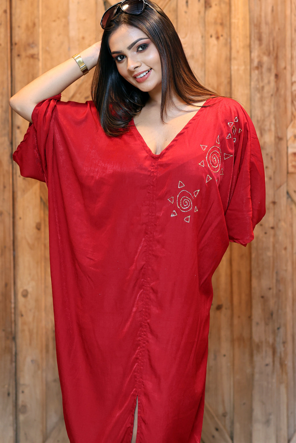 Raaya Deep V Kimono Midi Dress