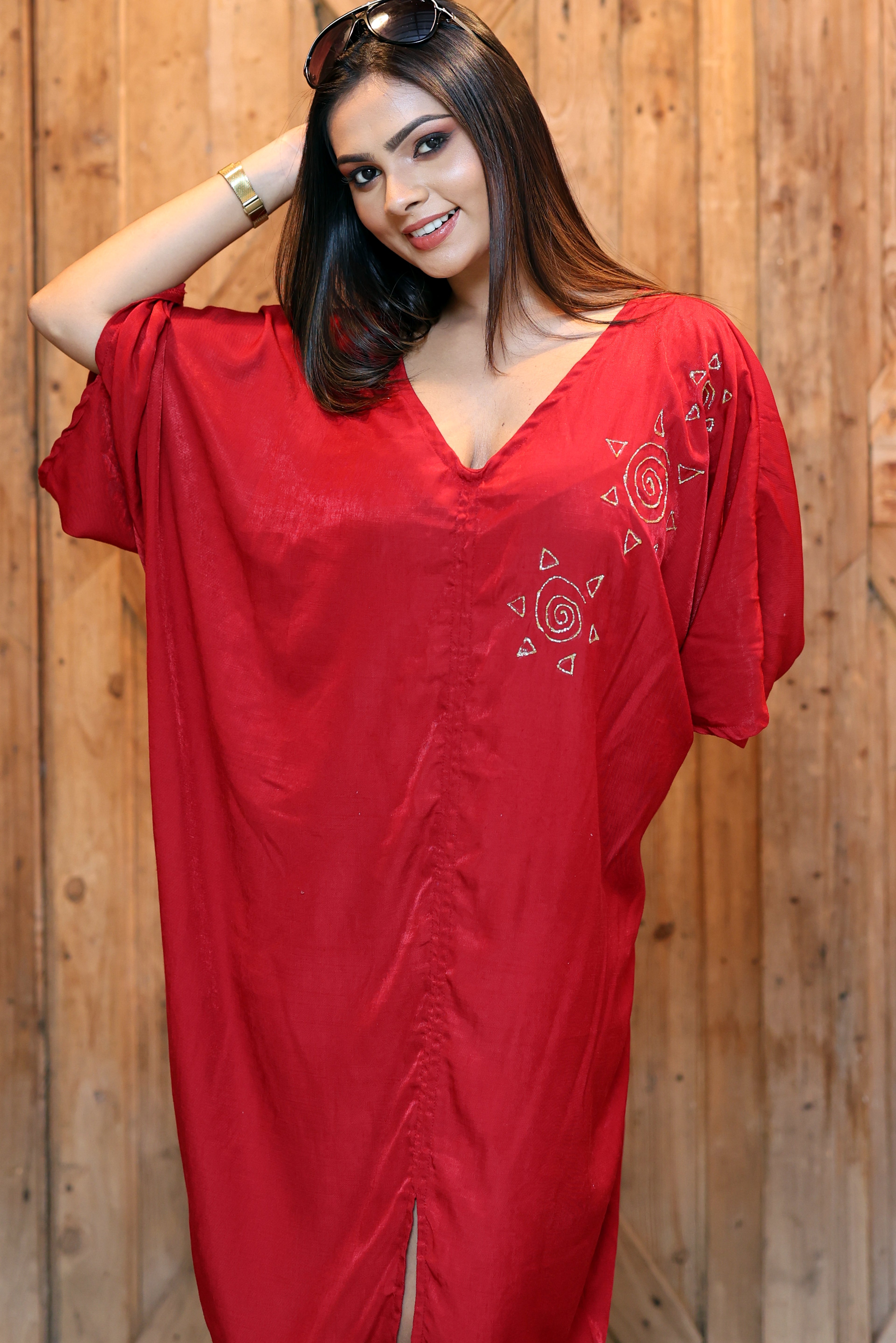 Raaya Deep V Kimono Midi Dress