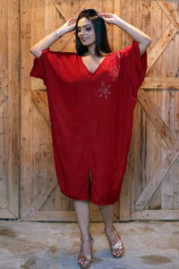 Raaya Deep V Kimono Midi Dress