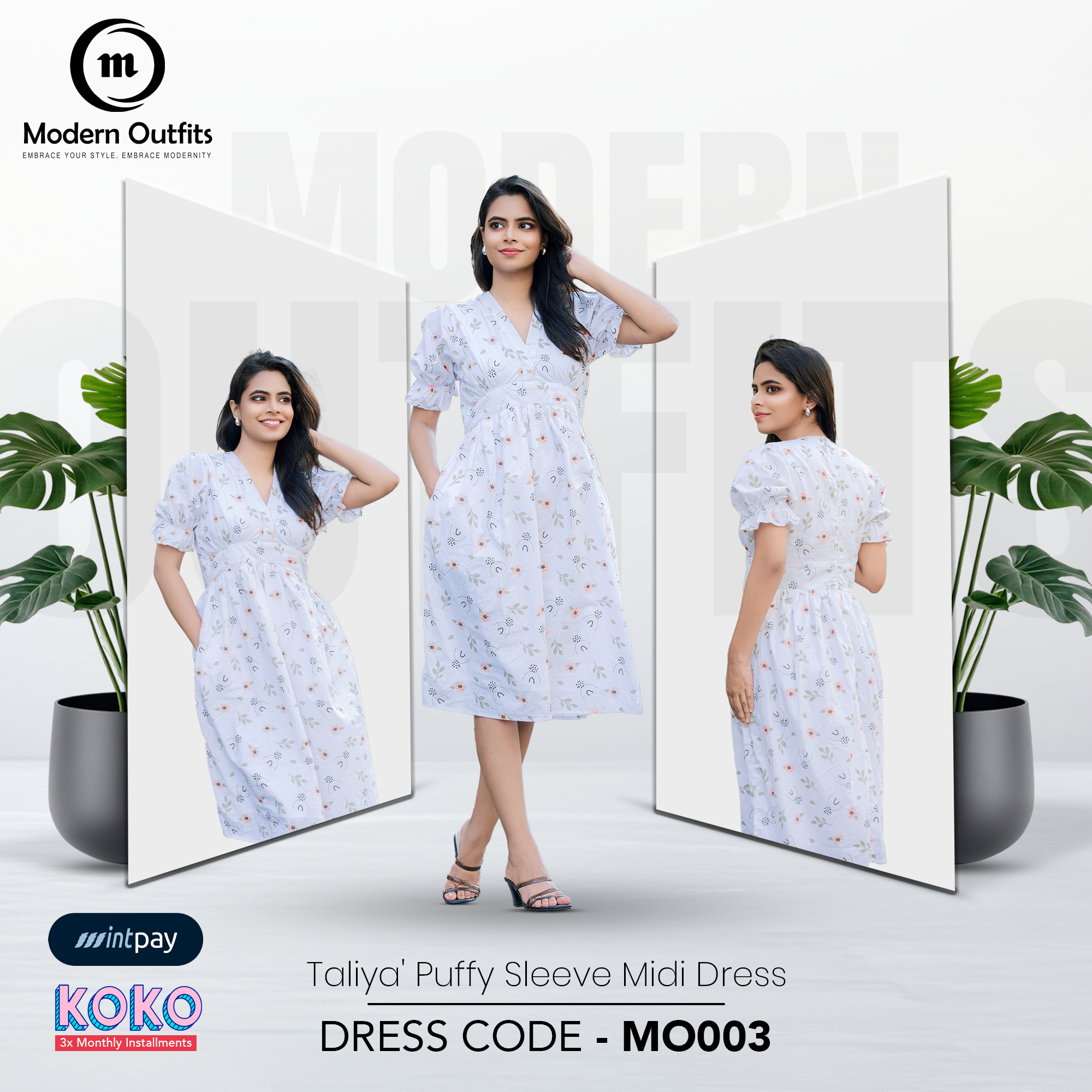 Taliya Puff Sleeve Midi Dress