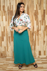 Zona Cross Over Crop Top & Flayed Skirt