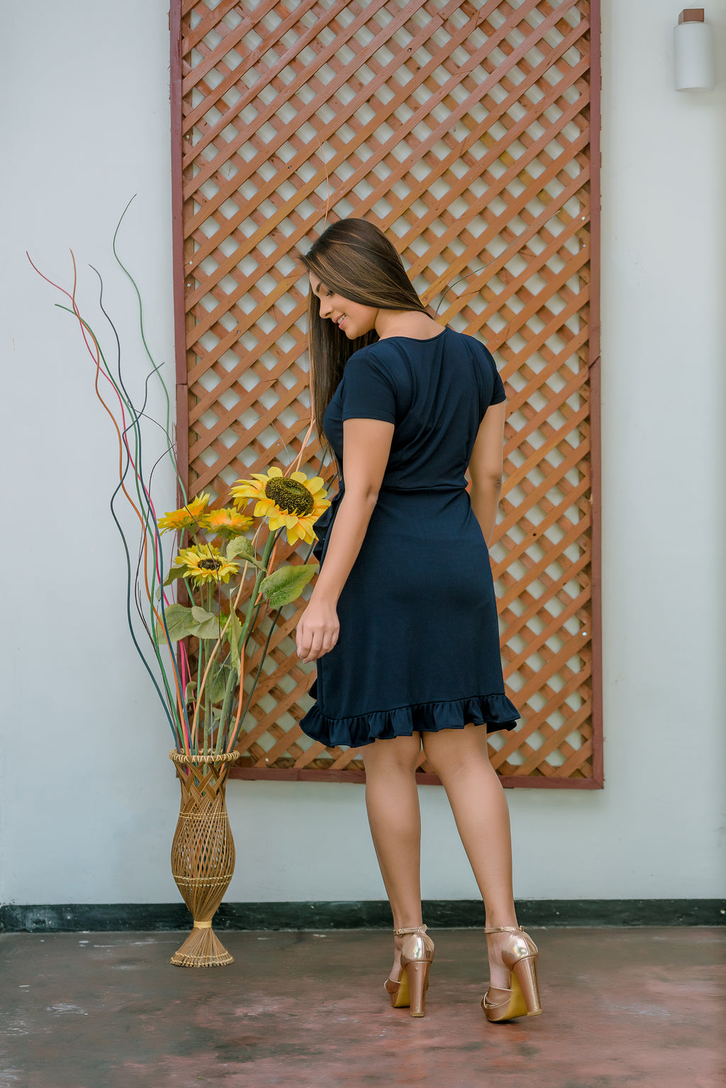 Cross Over Frilled Mini Dress