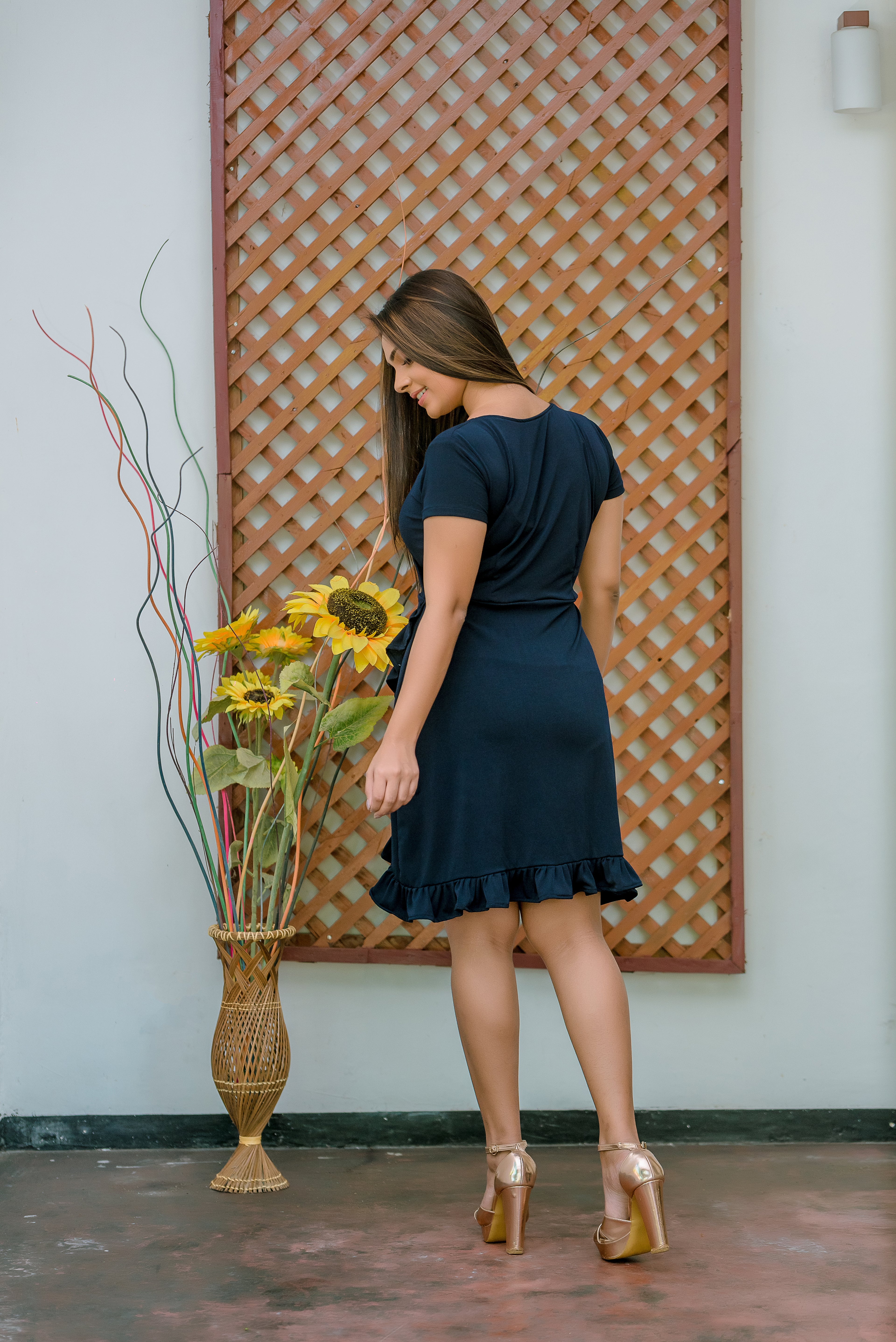 Cross Over Frilled Mini Dress